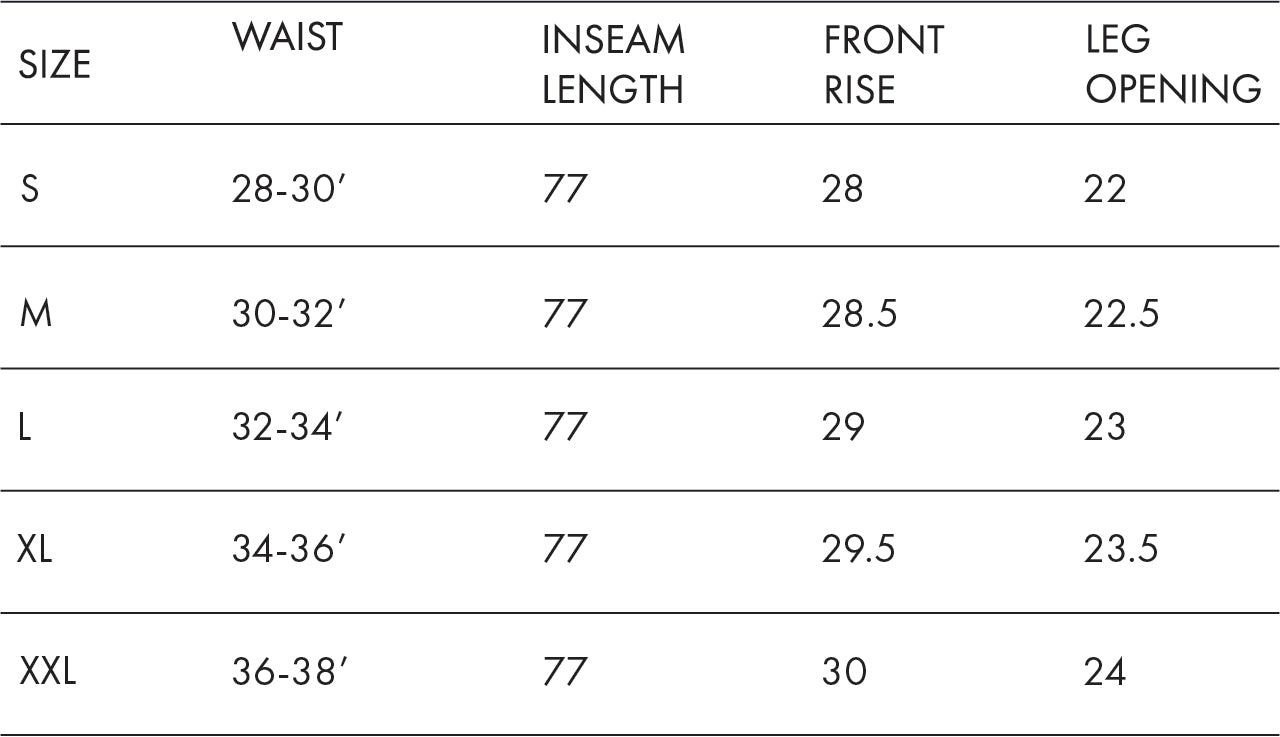 size chart